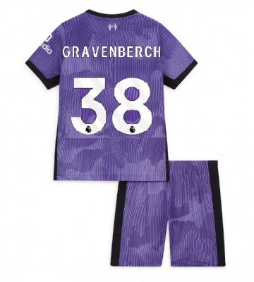 Liverpool Ryan Gravenberch #38 Kolmas Pelipaita Lasten 2023-24 Lyhyet Hihat (+ Lyhyet housut)